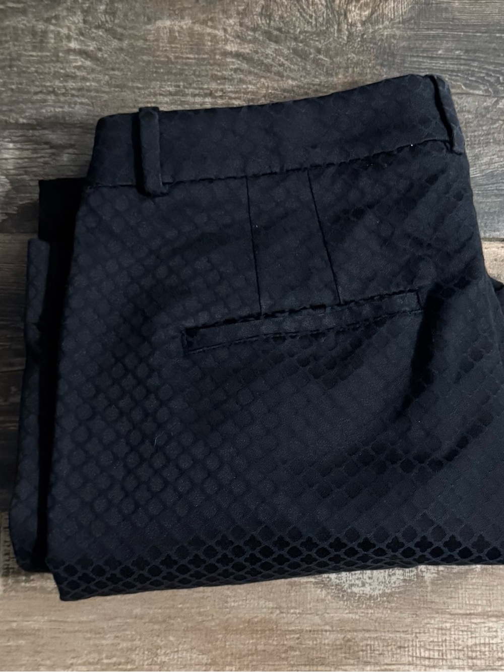 White House Black Market Black Textured Ankle Pants